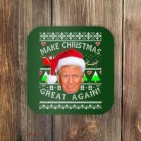 Make Christmas Great Again! Donald Trump Ugly Christmas Sweater Coaster thumb 0