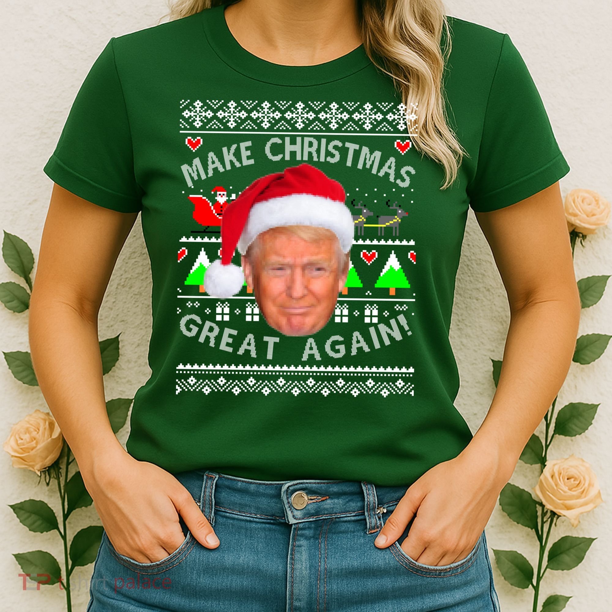Make Christmas Great Again! Donald Trump Ugly Christmas Sweater Women's T-Shirt