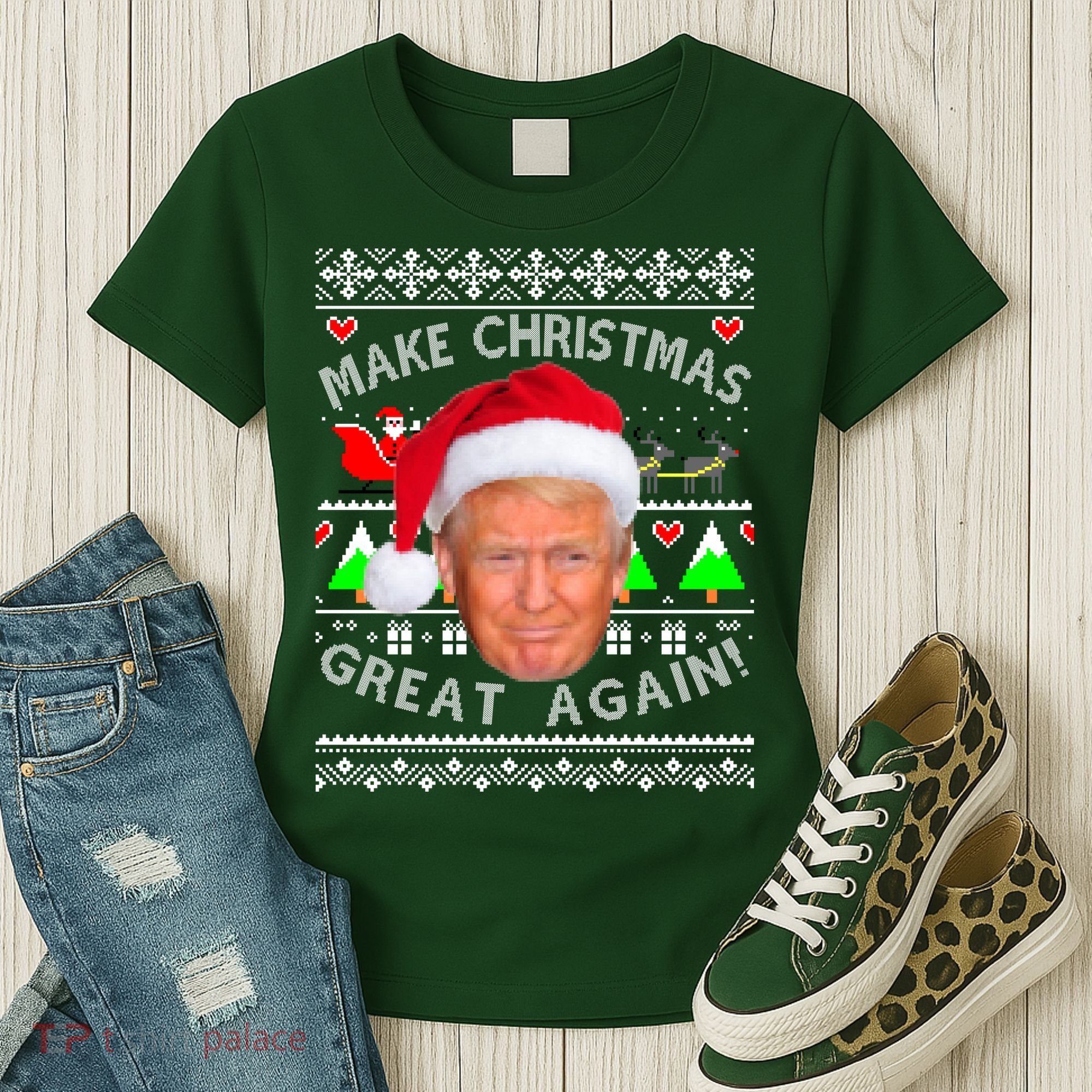Make Christmas Great Again! Donald Trump Ugly Christmas Sweater Women's T-Shirt