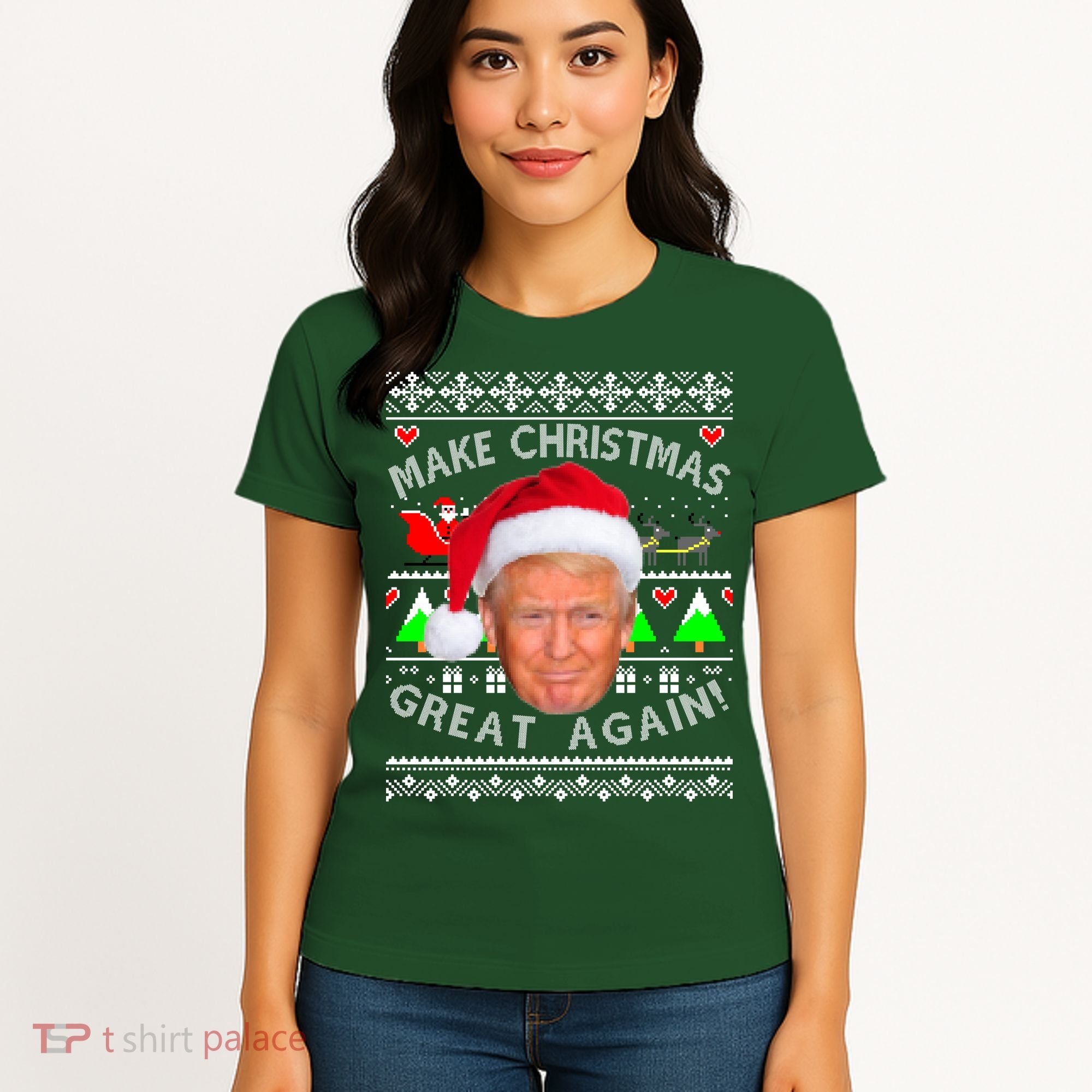 Make Christmas Great Again! Donald Trump Ugly Christmas Sweater Women's T-Shirt