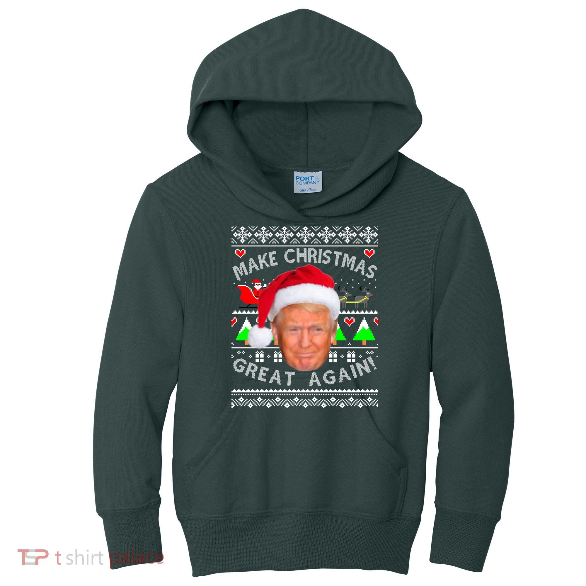 Make Christmas Great Again! Donald Trump Ugly Christmas Sweater Kids Hoodie