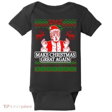 Make Christmas Great Again Santa Trump Ugly Baby Bodysuit