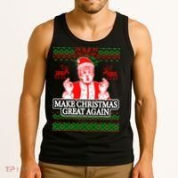 Make Christmas Great Again Santa Trump Ugly Tank Top thumb 3