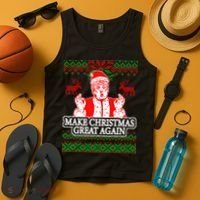 Make Christmas Great Again Santa Trump Ugly Tank Top thumb 4