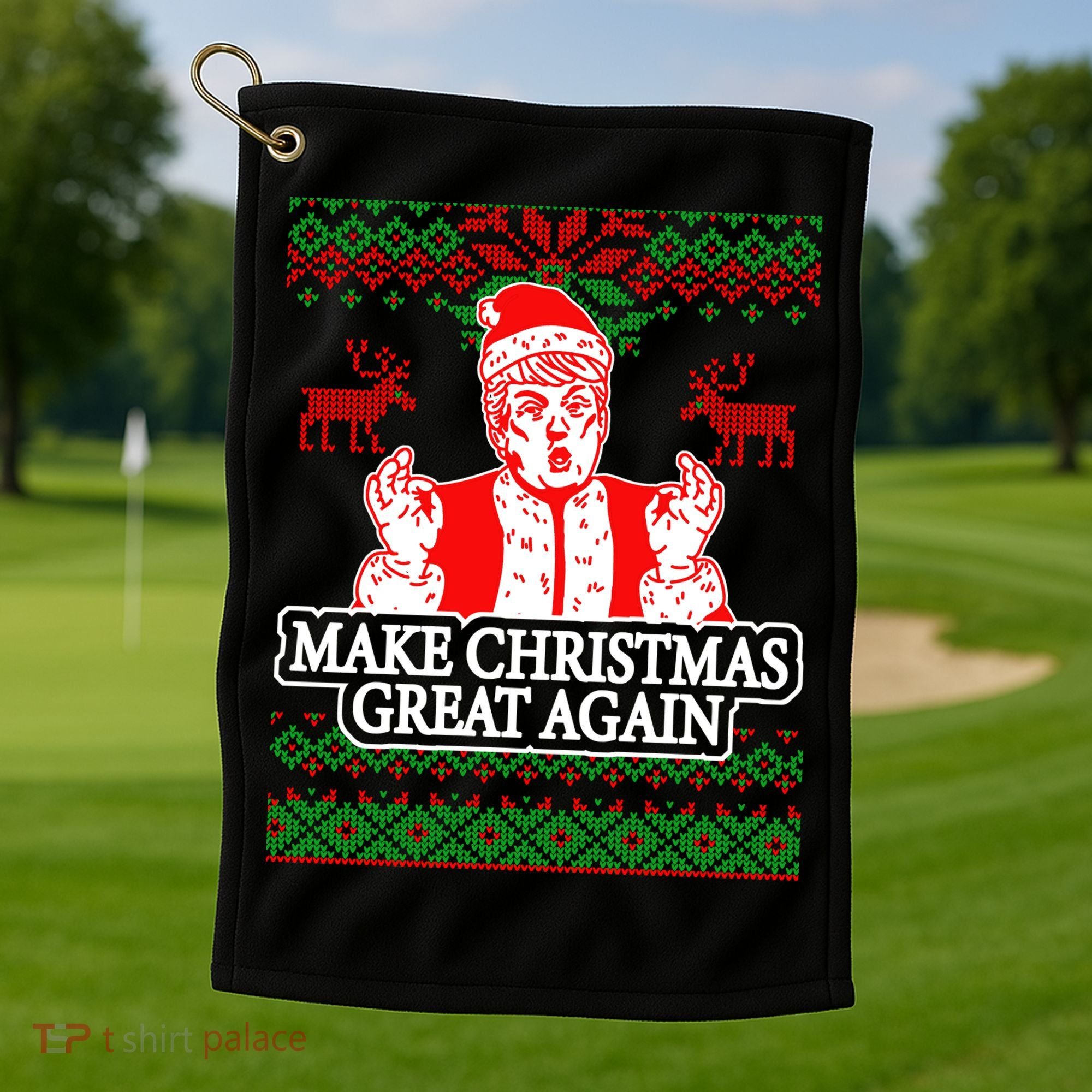 Make Christmas Great Again Santa Trump Ugly Golf Towel