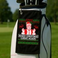 Make Christmas Great Again Santa Trump Ugly Golf Towel thumb 2