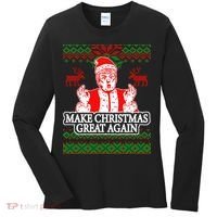 Make Christmas Great Again Santa Trump Ugly Women's Long Sleeve Shirt thumb 0