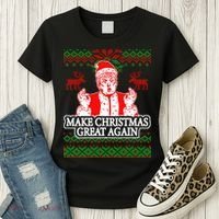Make Christmas Great Again Santa Trump Ugly Women's T-Shirt thumb 3