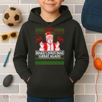 Make Christmas Great Again Santa Trump Ugly Kids Hoodie thumb 2