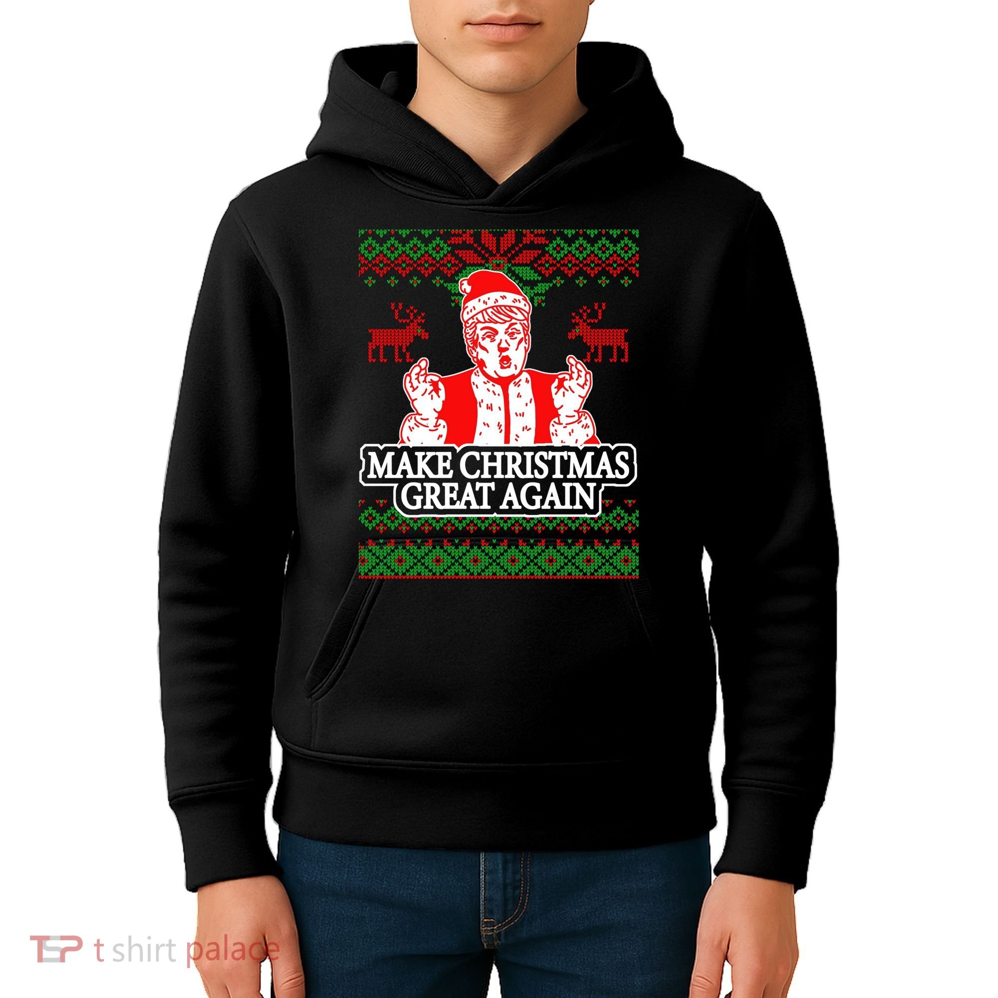Make Christmas Great Again Santa Trump Ugly Kids Hoodie