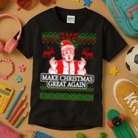 Make Christmas Great Again Santa Trump Ugly Kids T-Shirt thumb 3