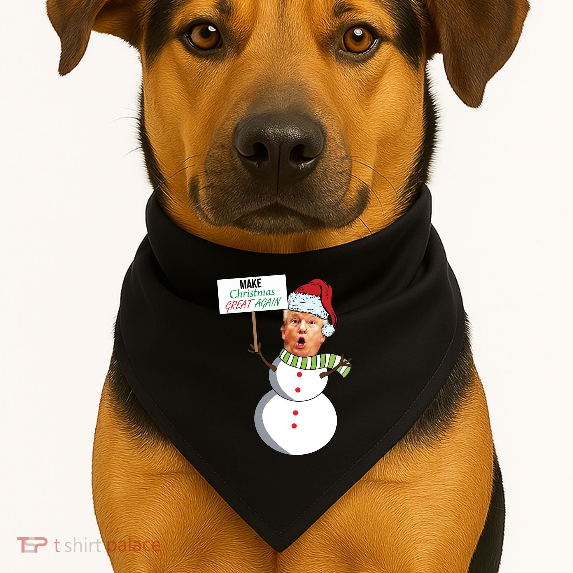 Make Christmas Great Again Trump Snowman USA-Made Doggie Bandana