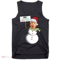 Make Christmas Great Again Trump Snowman Tank Top thumb 0