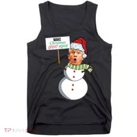 Make Christmas Great Again Trump Snowman Tank Top thumb 0