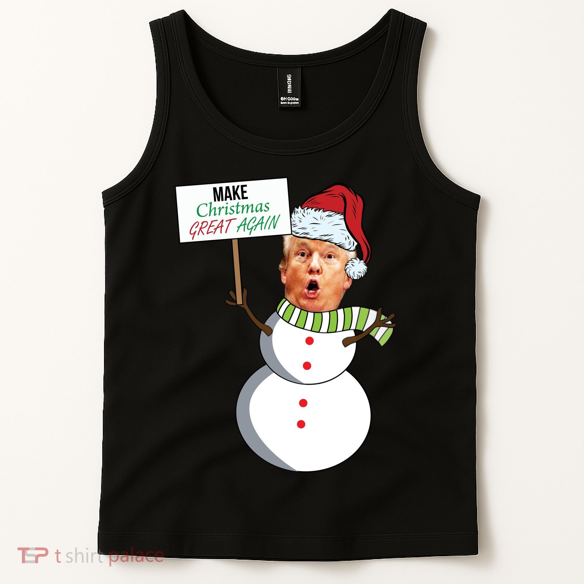 Make Christmas Great Again Trump Snowman Tank Top