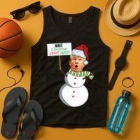 Make Christmas Great Again Trump Snowman Tank Top thumb 4