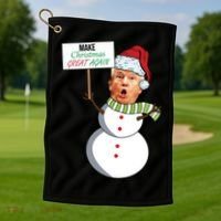 Make Christmas Great Again Trump Snowman Golf Towel thumb 1