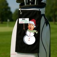 Make Christmas Great Again Trump Snowman Golf Towel thumb 2
