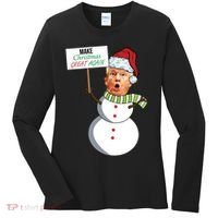Make Christmas Great Again Trump Snowman Women's Long Sleeve Shirt thumb 0