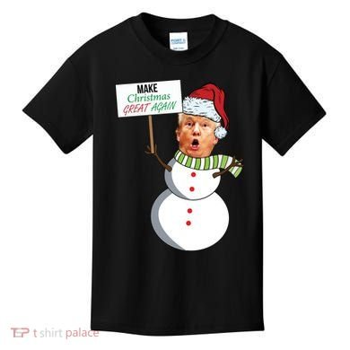 Make Christmas Great Again Trump Snowman Kids T-Shirt