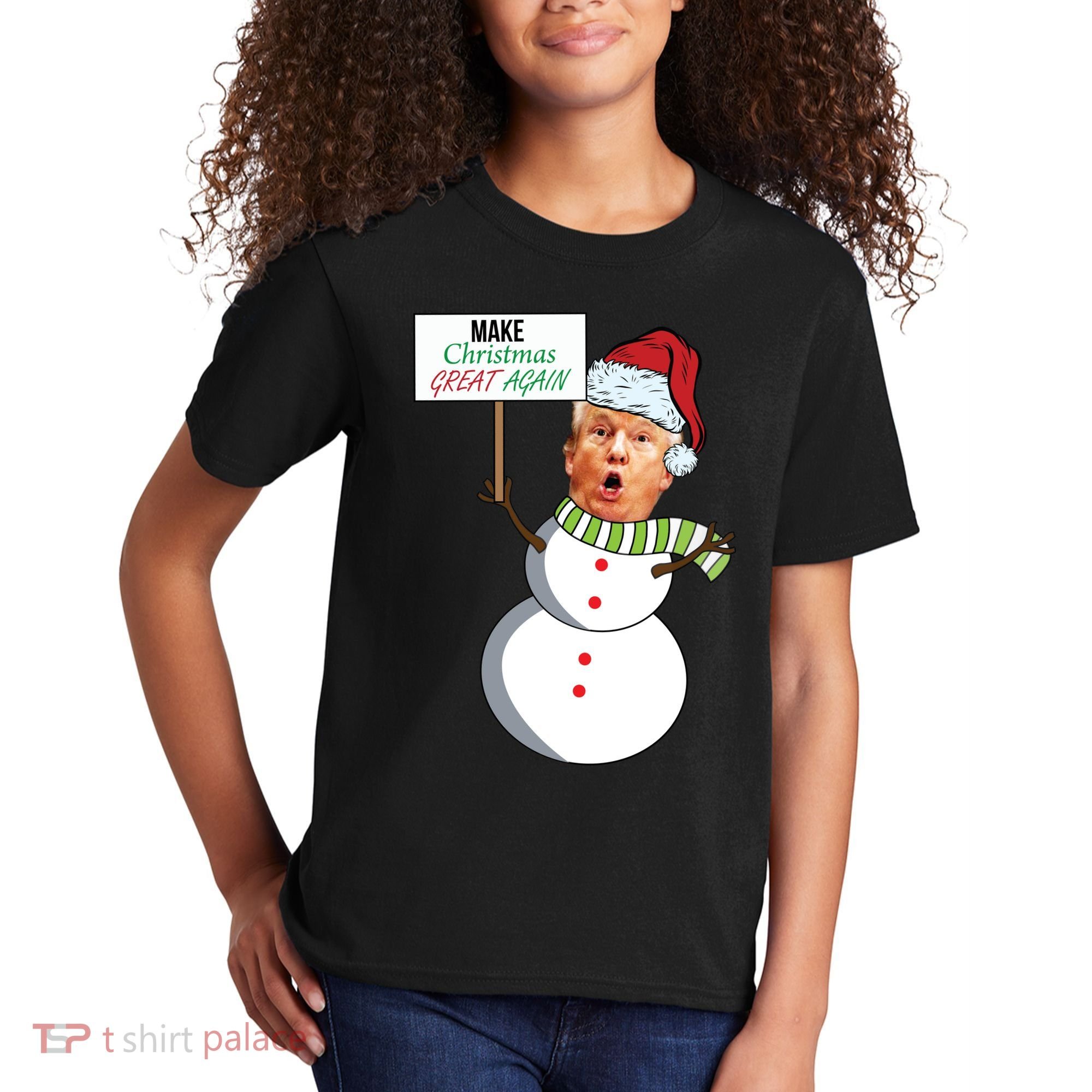 Make Christmas Great Again Trump Snowman Kids T-Shirt
