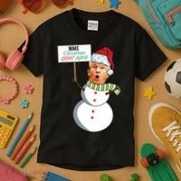 Make Christmas Great Again Trump Snowman Kids T-Shirt thumb 3