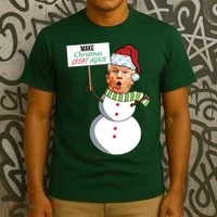 Make Christmas Great Again Trump Snowman T-Shirt thumb 3