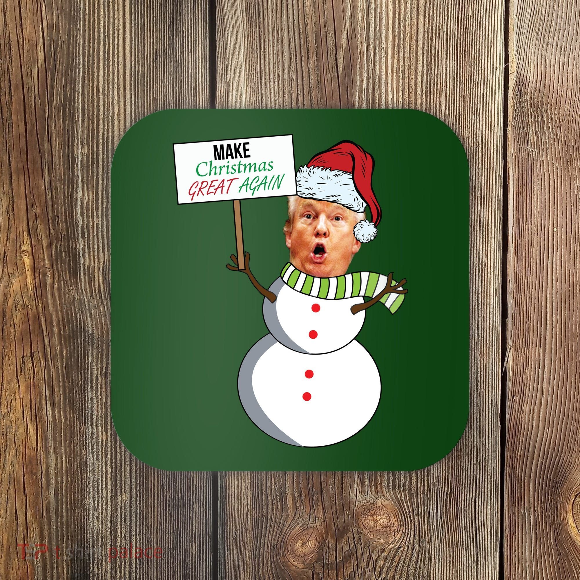 Make Christmas Great Again Trump Snowman Coaster