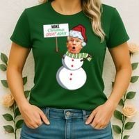 Make Christmas Great Again Trump Snowman Women's T-Shirt thumb 2