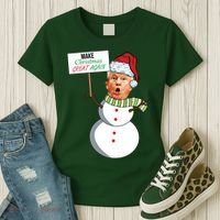 Make Christmas Great Again Trump Snowman Women's T-Shirt thumb 3