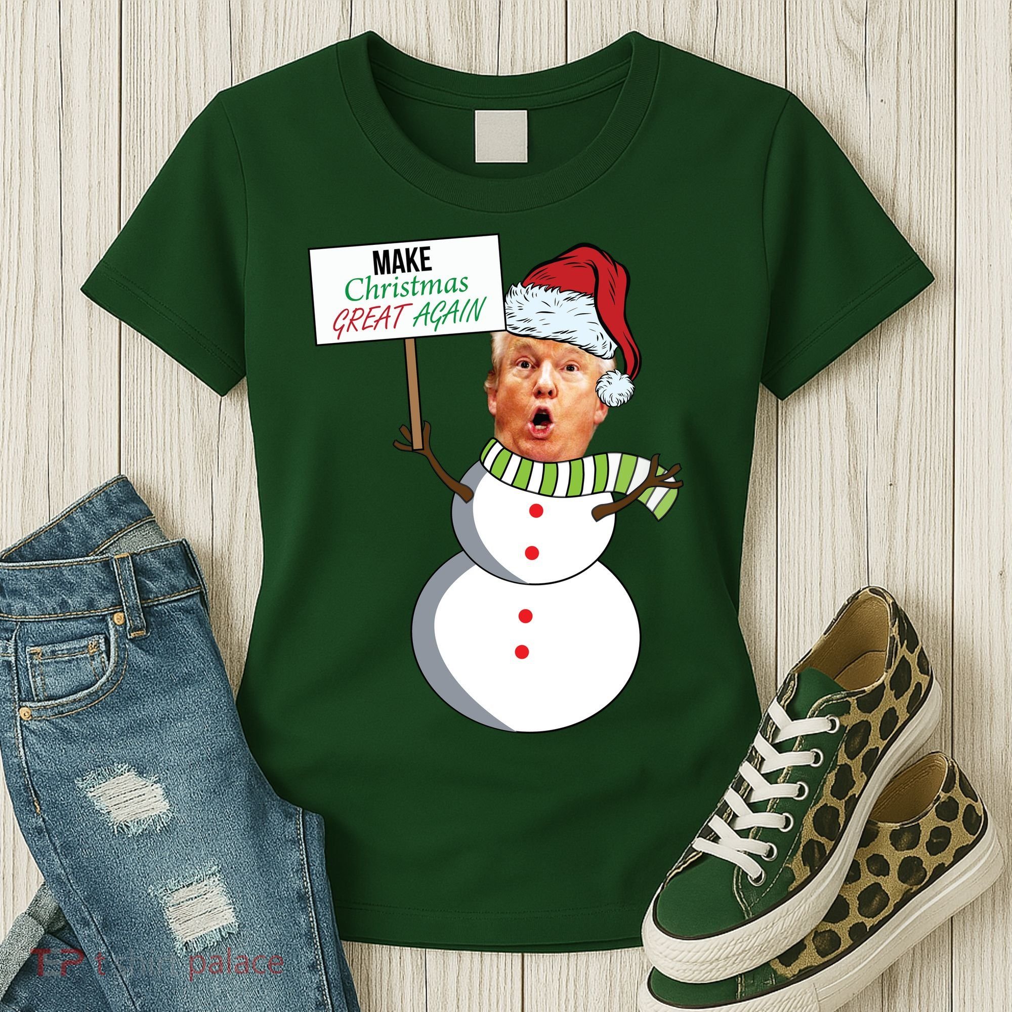 Make Christmas Great Again Trump Snowman Women's T-Shirt