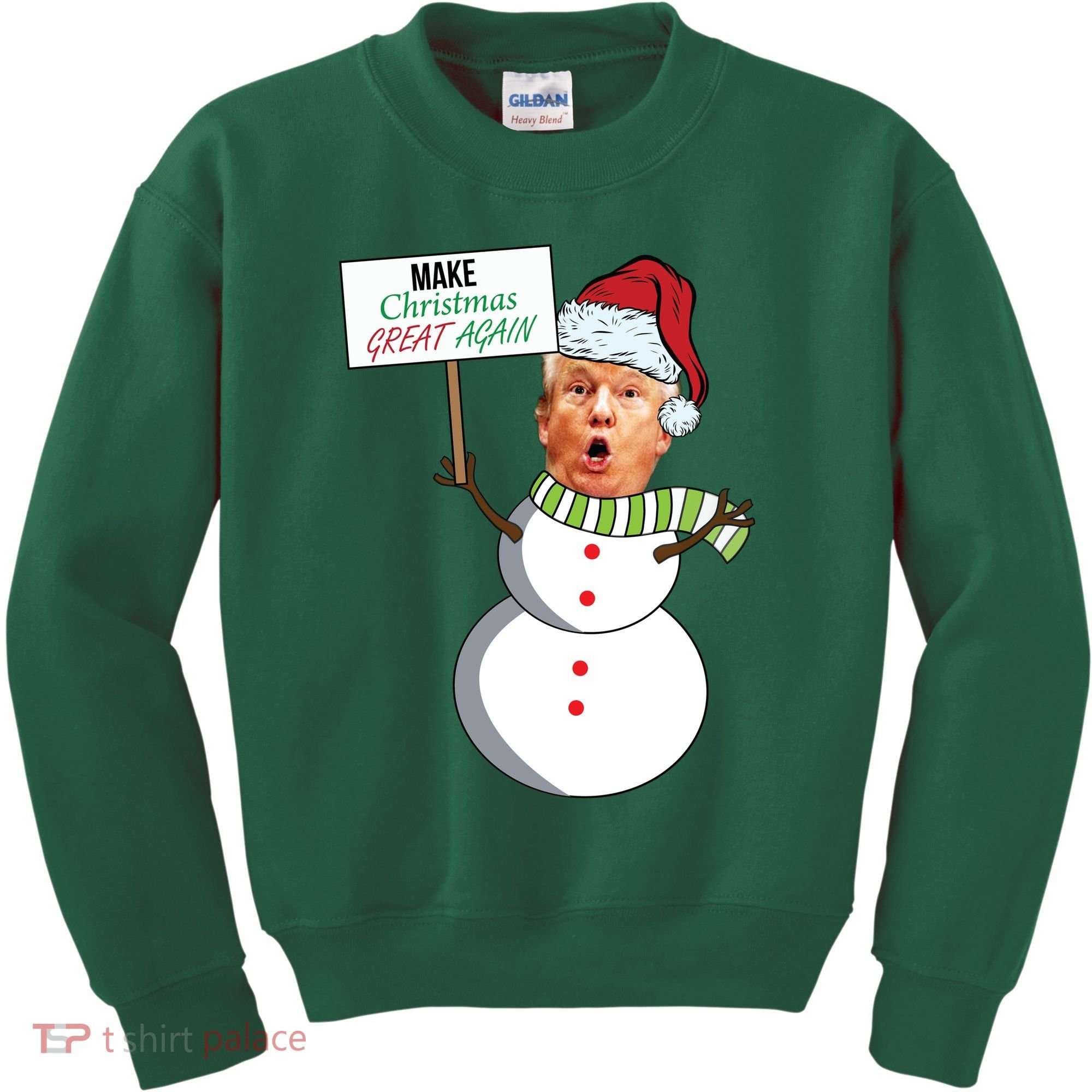Make Christmas Great Again Trump Snowman Kids Sweatshirt