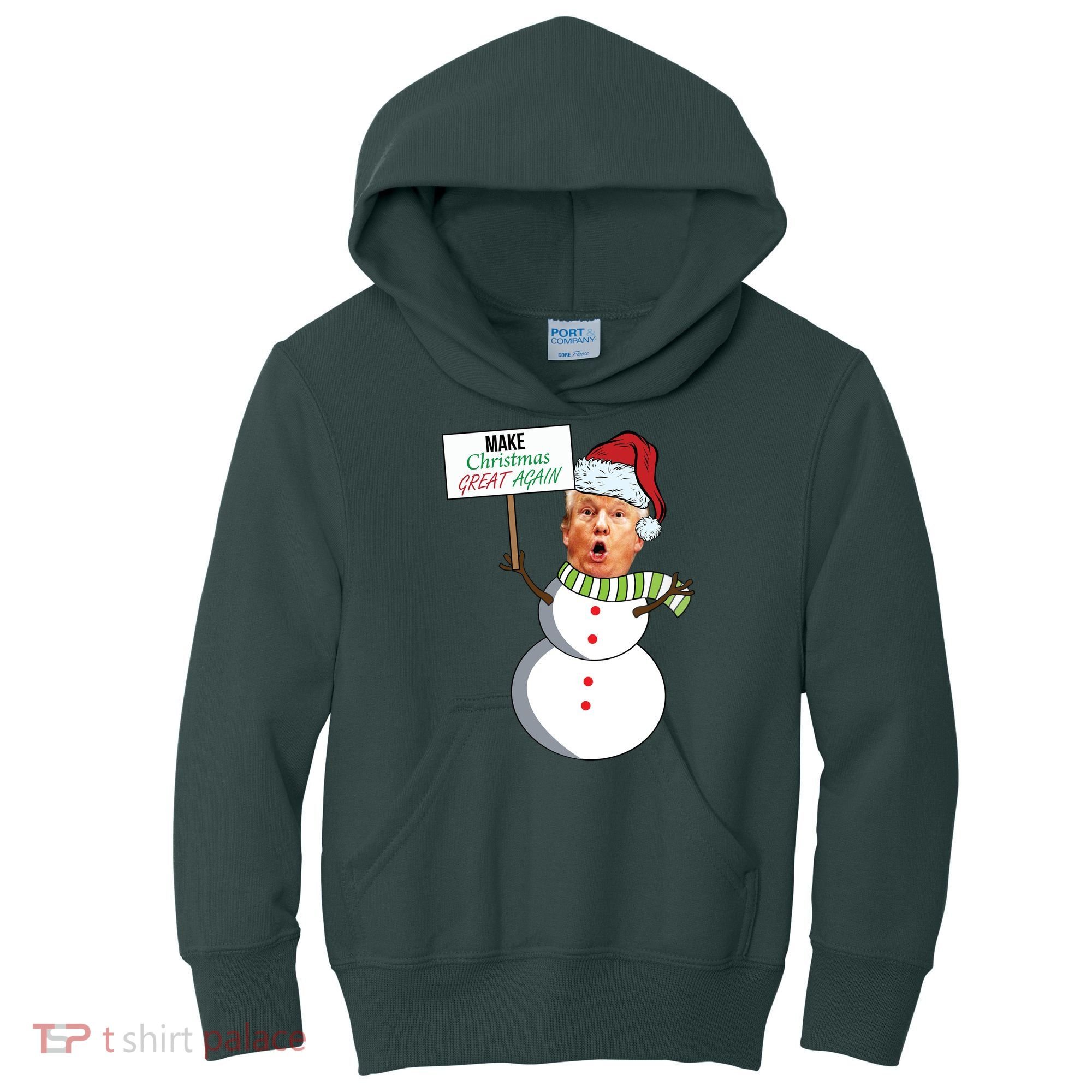 Make Christmas Great Again Trump Snowman Kids Hoodie