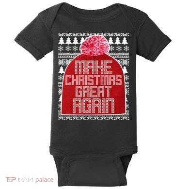Make Christmas Great Again Ugly Christmas Sweater Design Baby Bodysuit