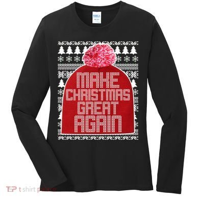 Make Christmas Great Again Ugly Christmas Sweater Design Women's Long Sleeve Shirt