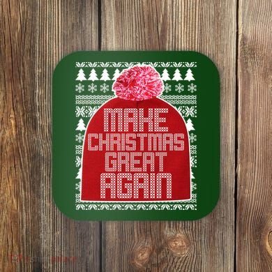Make Christmas Great Again Ugly Christmas Sweater Design Coaster
