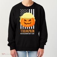 Make Halloween Great Again Trumpkin USA Flag Women's Sweatshirt thumb 0