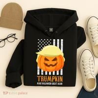 Make Halloween Great Again Trumpkin USA Flag Hoodie thumb 4