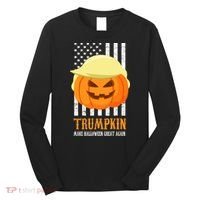 Make Halloween Great Again Trumpkin USA Flag Long Sleeve Shirt thumb 0