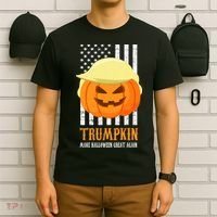 Make Halloween Great Again Trumpkin USA Flag T-Shirt thumb 6
