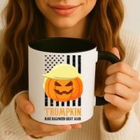Make Halloween Great Again Trumpkin USA Flag Coffee Mug thumb 3
