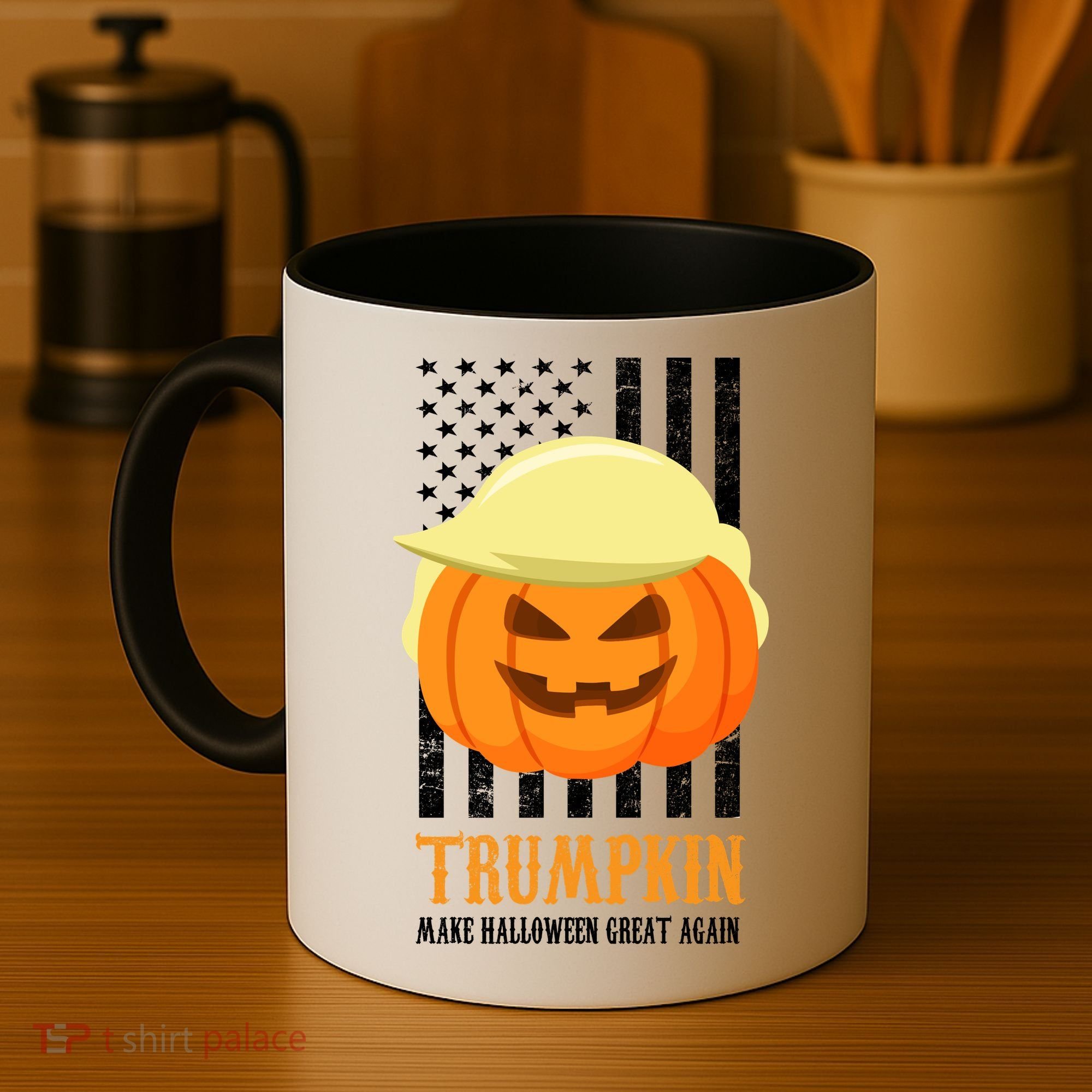Make Halloween Great Again Trumpkin USA Flag Coffee Mug