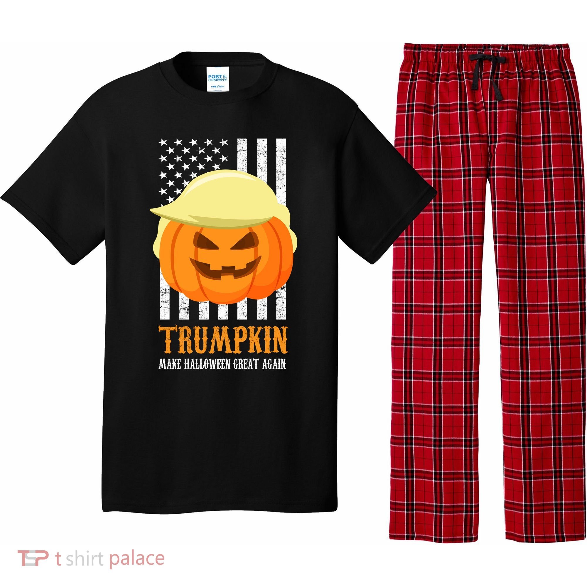 Make Halloween Great Again Trumpkin USA Flag Pajama Set