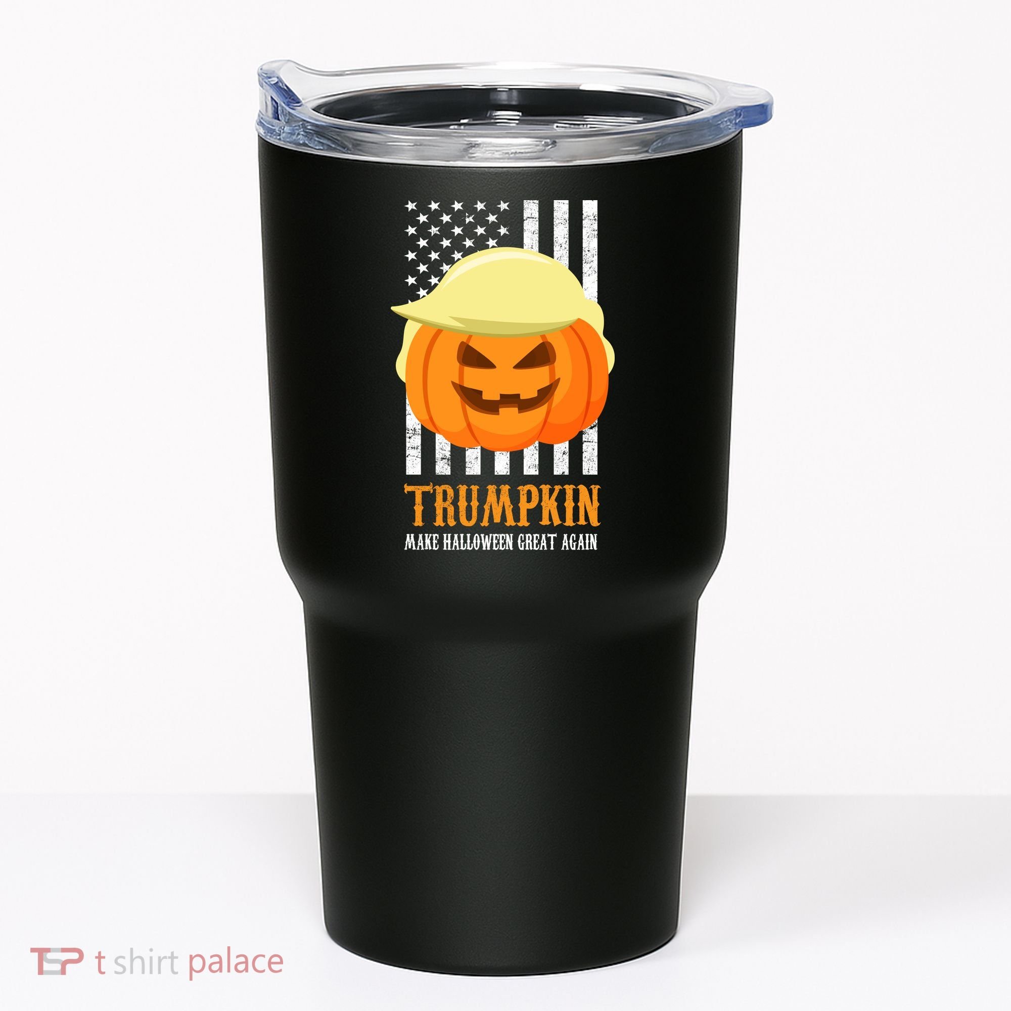Make Halloween Great Again Trumpkin USA Flag Tumbler
