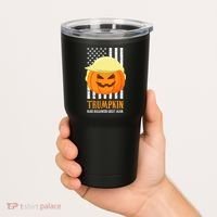 Make Halloween Great Again Trumpkin USA Flag Tumbler thumb 2