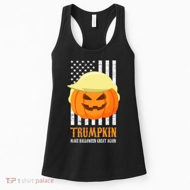 Make Halloween Great Again Trumpkin USA Flag Women's Tank Top