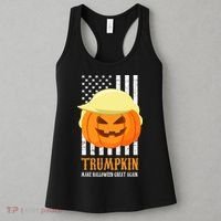 Make Halloween Great Again Trumpkin USA Flag Women's Tank Top thumb 3