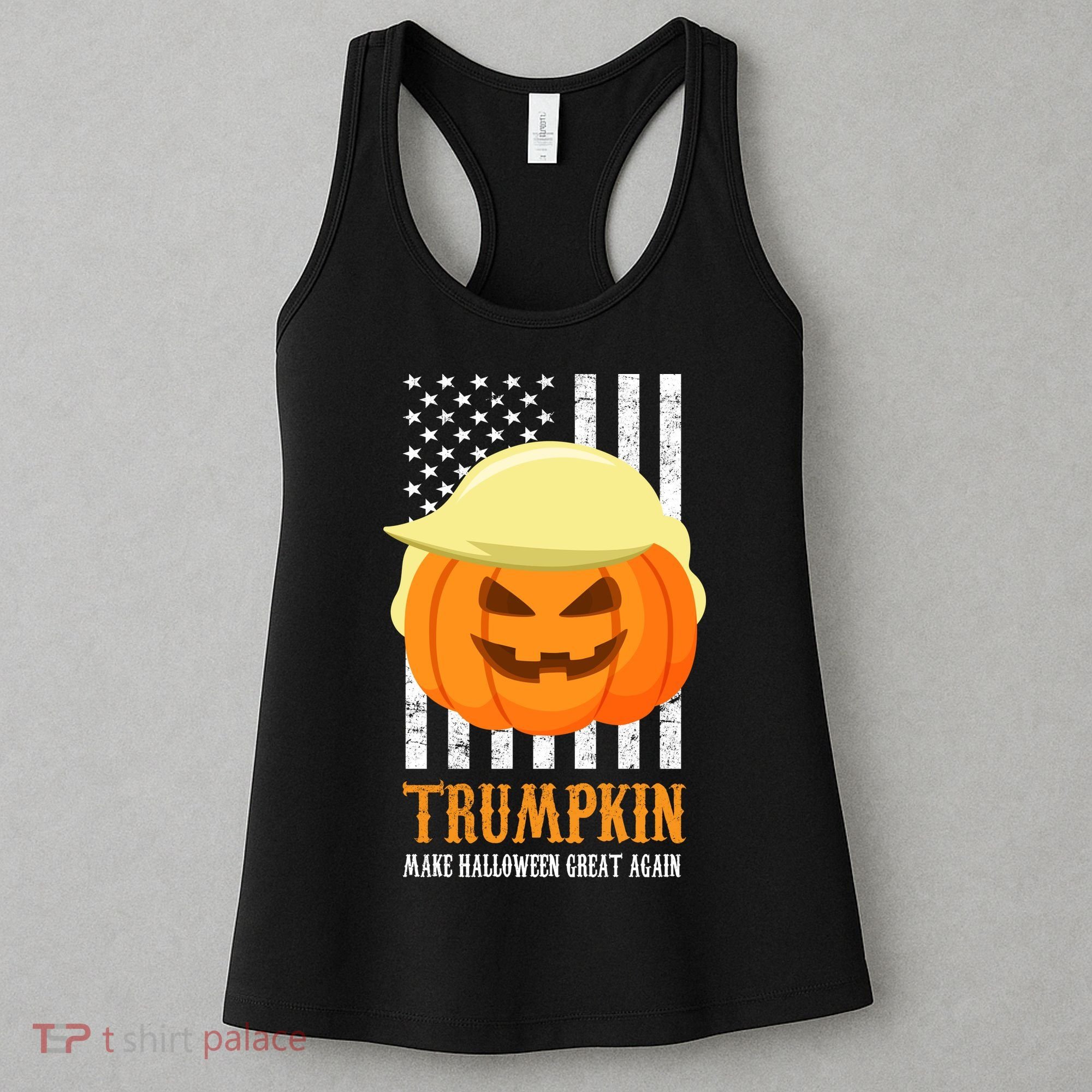 Make Halloween Great Again Trumpkin USA Flag Women's Tank Top
