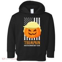 Make Halloween Great Again Trumpkin USA Flag Toddler Hoodie thumb 0