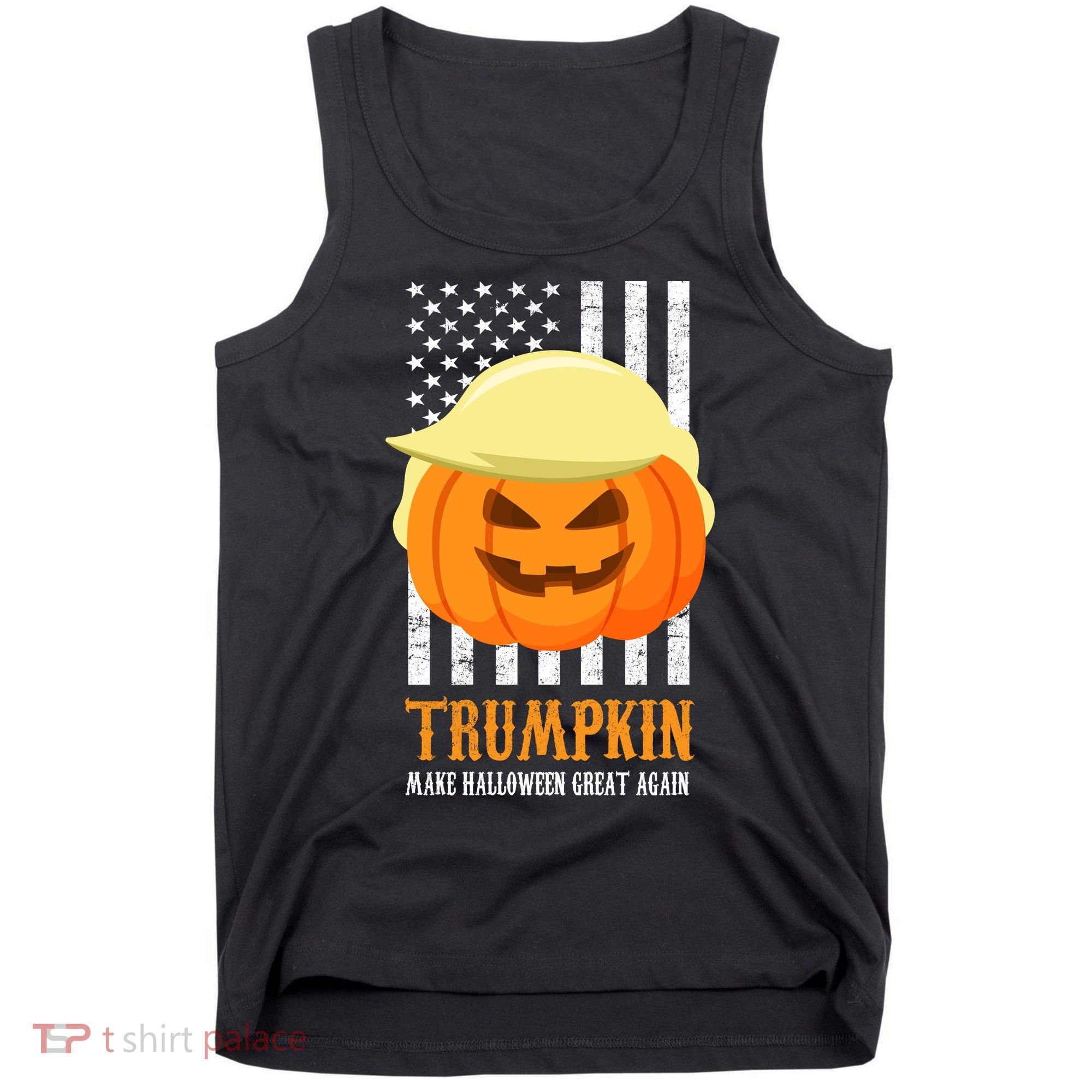 Make Halloween Great Again Trumpkin USA Flag Tank Top